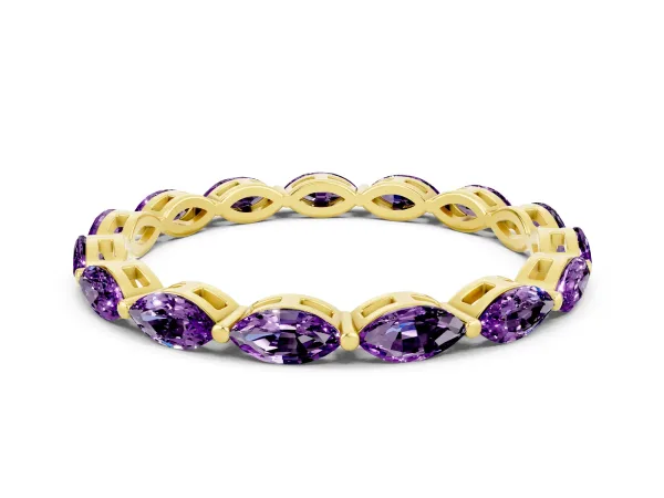 Marquise Amethyst Eternity Band with U-Prong Setting Yellow gold