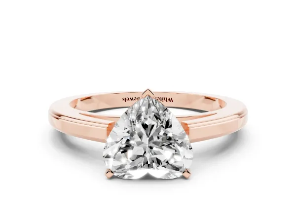 Heart Cut Solitaire Diamond Ring with Four-Prong Setting and Classic Band Rose gold