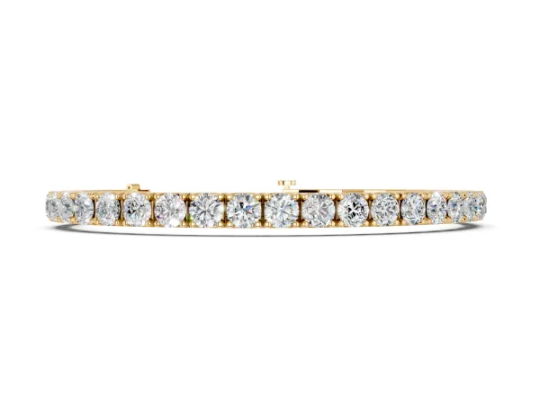 Round Cut Diamond Tennis Bracelet with Box Clasp and Four-Prong Setting Yellow gold