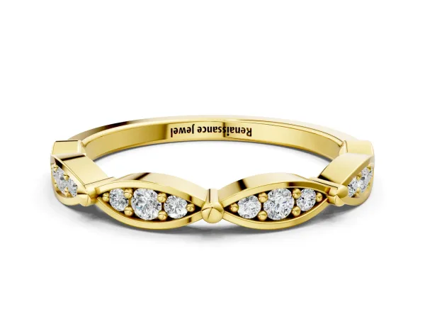 Marquise Diamond Pavé Eternity Band with Bezel Setting Yellow gold