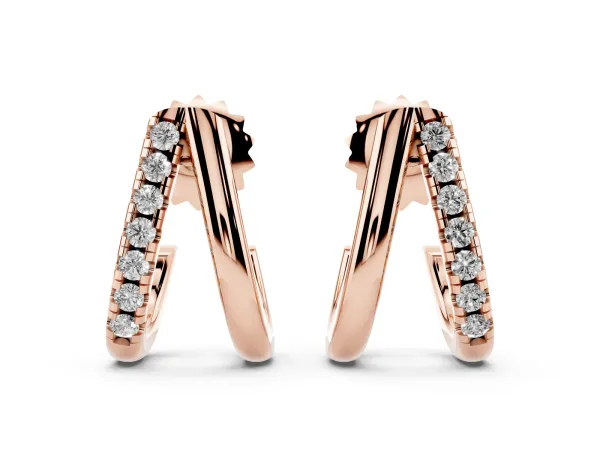 Round Diamond Zuri Huggie Hoop Earrings Rose gold