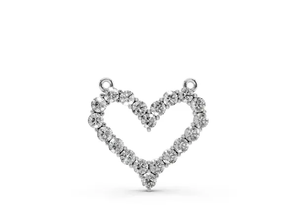 Prong-Set Round Diamond Heart Pendant White gold