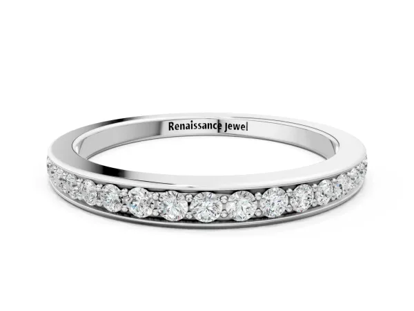 Pavé Round Diamond Eternity Band with Channel Setting White gold