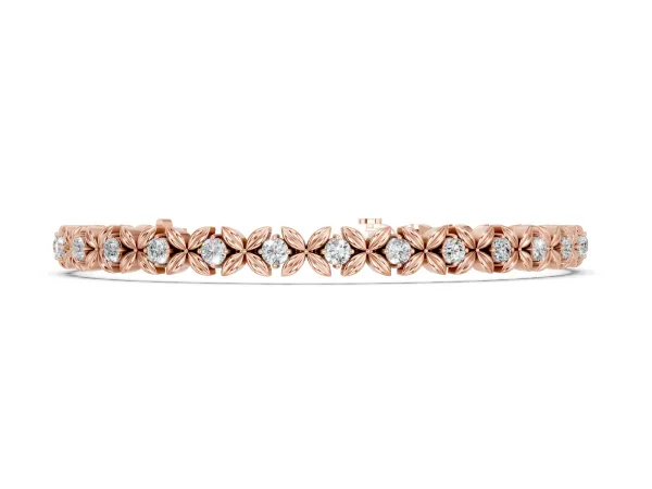 Round Diamond XOXO Tennis Bracelet with Four-Prong Setting Rose gold