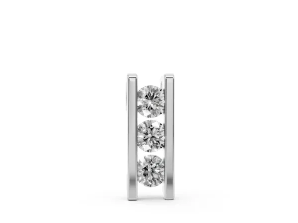 Vertical Channel-Set Round Diamond Bar Pendant White gold