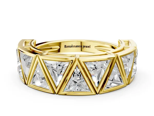 Triangle Diamond Geometric Mens Band Yellow gold