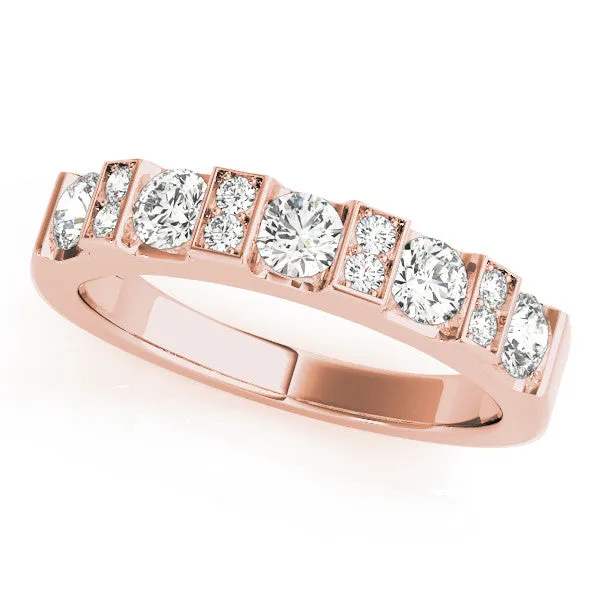 Channel Set Round Diamond White Gold Band Rose gold
