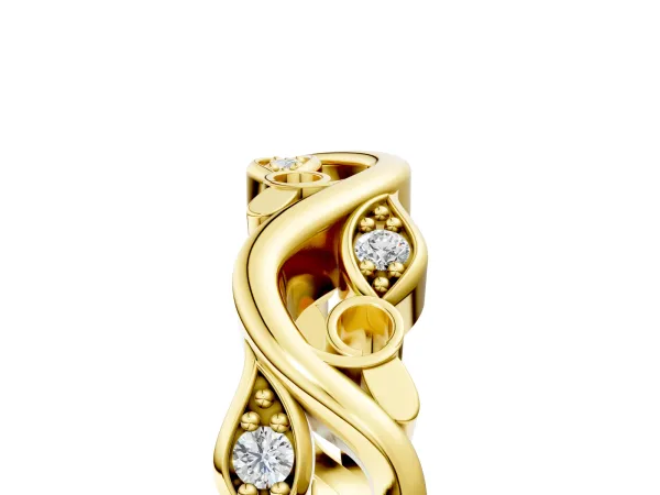 Marquise Diamond Vine Eternity Band with Bezel Setting Yellow gold