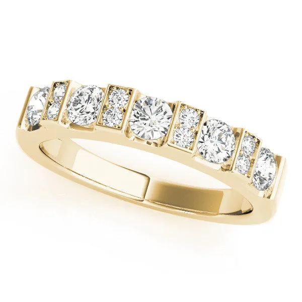 Channel Set Round Diamond White Gold Band Yellow gold