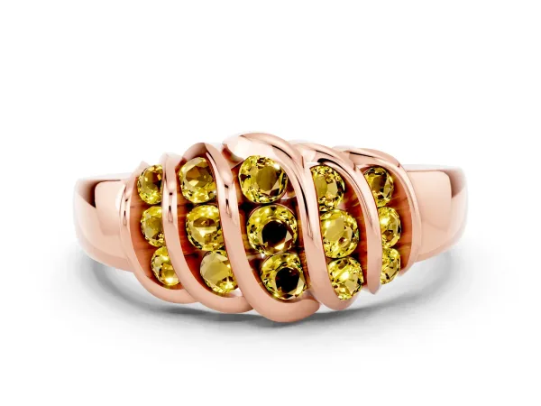 Round Yellow Sapphire Multi-Row Crossover Band Rose gold