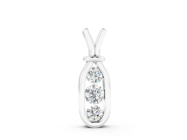 Three-Stone Round Diamond Bezel Pendant White gold