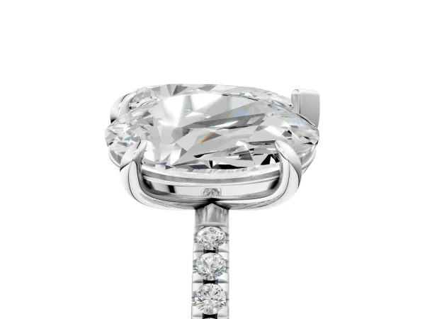 Oval and Pear Toi Moi Ring with Prong Setting and Pave Band Platinum