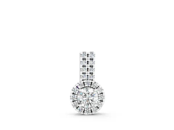 Round Halo Diamond Pendant with Double Prong Setting Silver