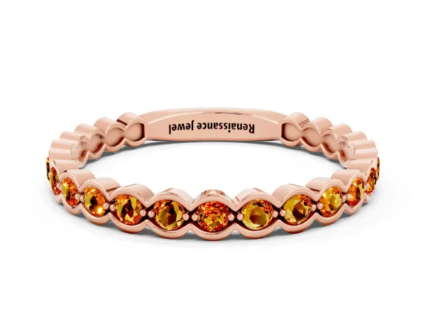 Round Citrine Bezel Set Eternity Band Rose gold