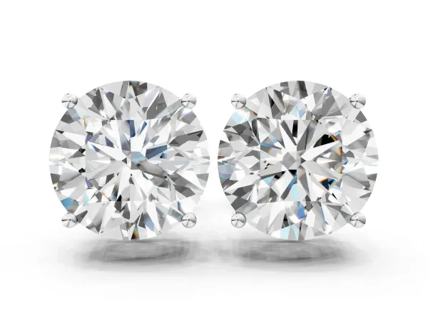 Round Cut Diamond Stud Earrings Silver