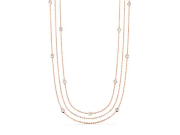 Round Diamond Station Necklace Rose gold