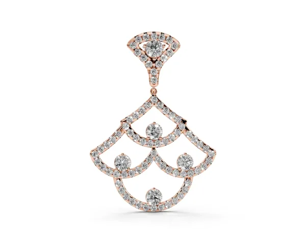 Pavé Round Diamond Fan Prong Pendant Rose gold