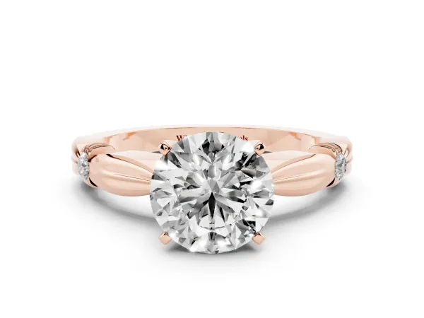 Round Cut Solitaire Diamond Twisted Band with Four-Prong Setting Rose gold