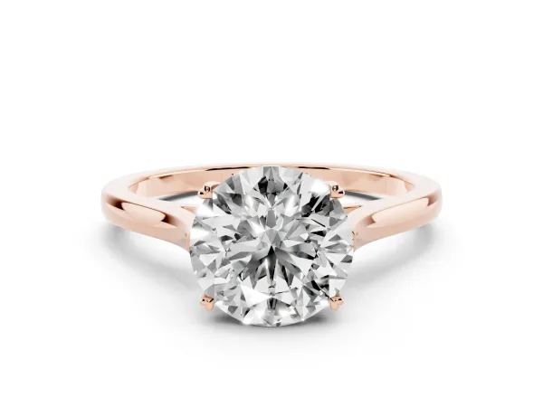 Round Cut Solitaire Heart Prong Engagement Ring with Tapered Band Rose gold
