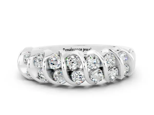 Channel Set Round Moissanite Multi-Row Band Platinum