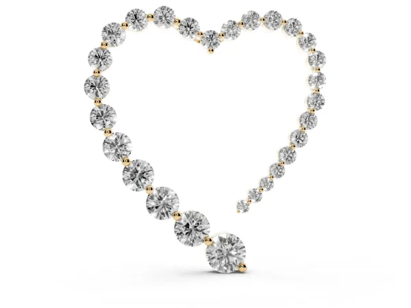 Round Diamond Heart Pendant with Prong Setting Yellow gold