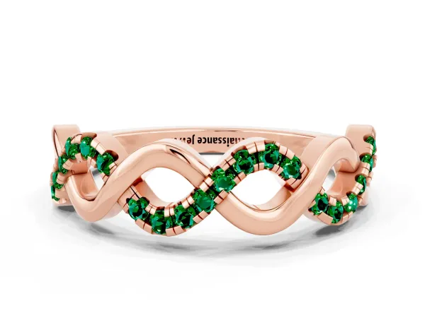 Twist Infinity Round Emerald Band with Pavé Setting Rose gold
