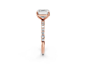Rose gold Asscher Cut Diamond Pavé Band Solitaire Ring with Four-Prong Setting_104