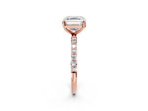 Rose gold Asscher Cut Diamond Pavé Band Solitaire Ring with Four-Prong Setting_110