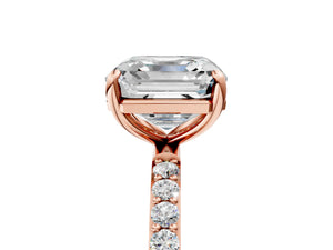 Rose gold Asscher Cut Diamond Pavé Band Solitaire Ring with Four-Prong Setting_23