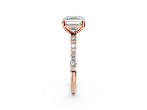 Rose gold Asscher Cut Diamond Pavé Band Solitaire Ring with Four-Prong Setting_26
