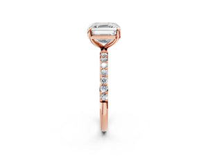 Rose gold Asscher Cut Diamond Pavé Band Solitaire Ring with Four-Prong Setting_32