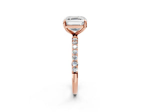 Rose gold Asscher Cut Diamond Pavé Band Solitaire Ring with Four-Prong Setting_38