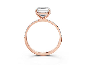 Rose gold Asscher Cut Diamond Pavé Band Solitaire Ring with Four-Prong Setting_39