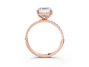 Rose gold Asscher Cut Diamond Pavé Band Solitaire Ring with Four-Prong Setting_3