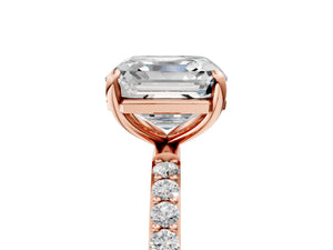 Rose gold Asscher Cut Diamond Pavé Band Solitaire Ring with Four-Prong Setting_41