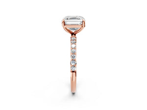 Rose gold Asscher Cut Diamond Pavé Band Solitaire Ring with Four-Prong Setting_44