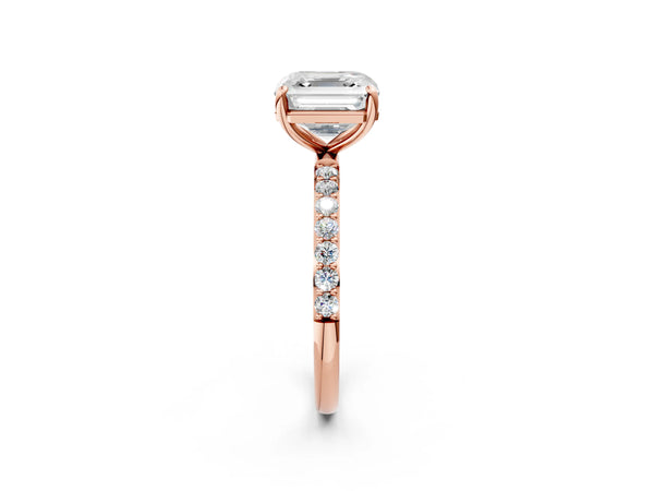 Rose gold Asscher Cut Diamond Pavé Band Solitaire Ring with Four-Prong Setting_50