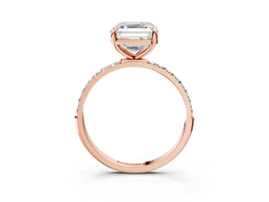 Rose gold Asscher Cut Diamond Pavé Band Solitaire Ring with Four-Prong Setting_51