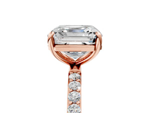 Rose gold Asscher Cut Diamond Pavé Band Solitaire Ring with Four-Prong Setting_53
