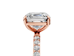 Rose gold Asscher Cut Diamond Pavé Band Solitaire Ring with Four-Prong Setting_59