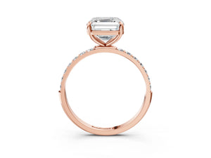 Rose gold Asscher Cut Diamond Pavé Band Solitaire Ring with Four-Prong Setting_63