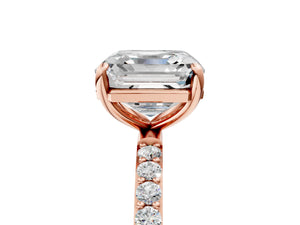 Rose gold Asscher Cut Diamond Pavé Band Solitaire Ring with Four-Prong Setting_65