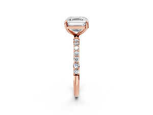 Rose gold Asscher Cut Diamond Pavé Band Solitaire Ring with Four-Prong Setting_68