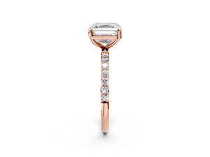 Rose gold Asscher Cut Diamond Pavé Band Solitaire Ring with Four-Prong Setting_80