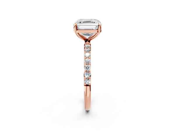 Rose gold Asscher Cut Diamond Pavé Band Solitaire Ring with Four-Prong Setting_80