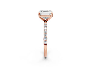 Rose gold Asscher Cut Diamond Pavé Band Solitaire Ring with Four-Prong Setting_86