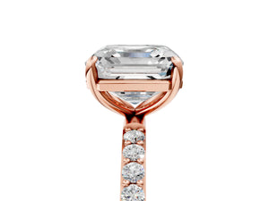 Rose gold Asscher Cut Diamond Pavé Band Solitaire Ring with Four-Prong Setting_89