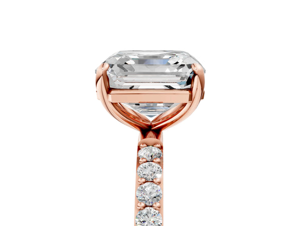 Rose gold Asscher Cut Diamond Pavé Band Solitaire Ring with Four-Prong Setting_95
