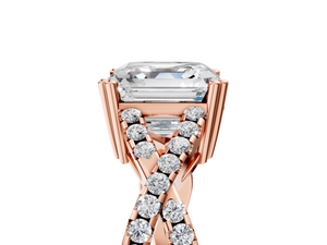 Rose gold Asscher Solitaire Twist Band with Pavé Setting and Four-Prong Setting_5