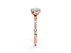 Rose gold Cushion Cut Diamond Pavé Band Solitaire Ring with Four-Prong Setting_26